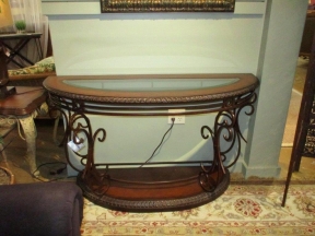 Glass Top Demilune Table