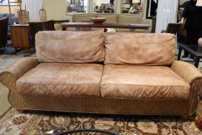 Braxton Culler Leather/Wicker Sofa