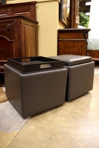 American Leather Tray Top Storage Ottoman