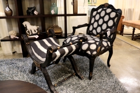Patterned Chair W/Ottoman
