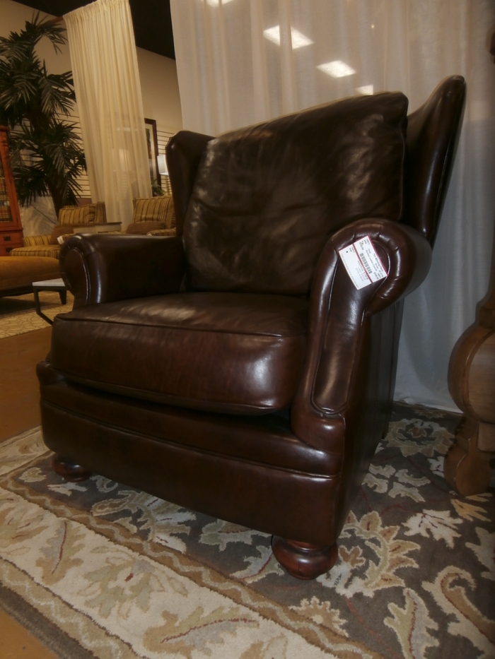 stickley leather chair and ottoman