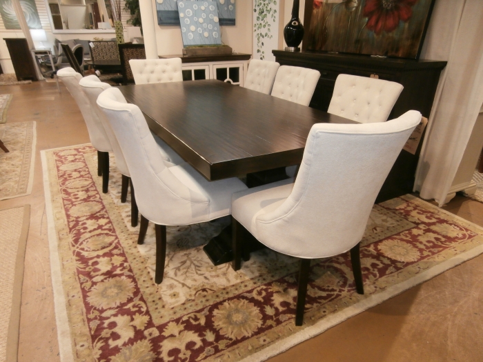 Dark table white chairs hot sale