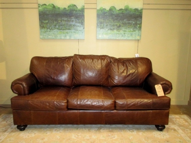 henredon brown leather sofa