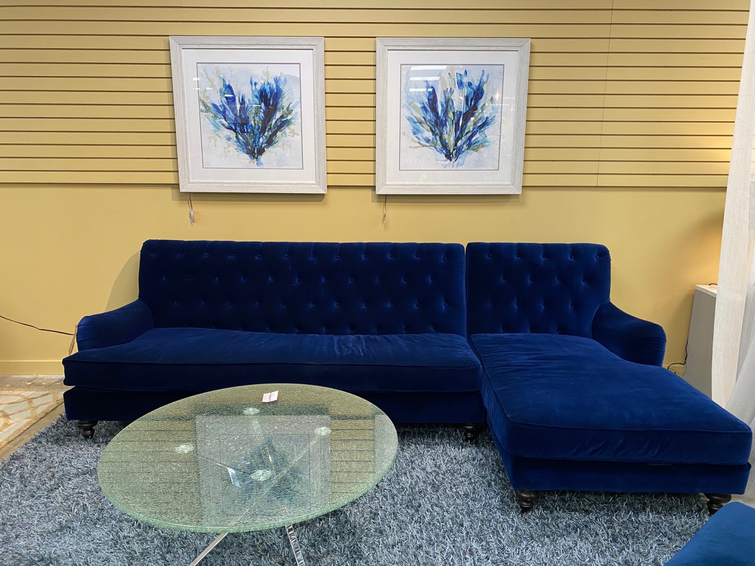 Z gallerie blue on sale velvet sofa