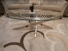 Oval Glass/Metal Coffee Table