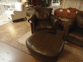 Bloomingdales Leather Chair/Ottoman