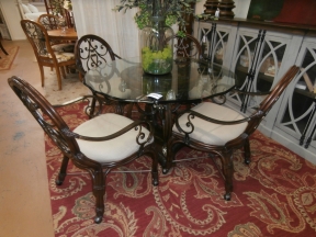 Glass Top Pedestal  Dr Table/4CHairs