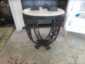 Stone/Metal Round Entry Table