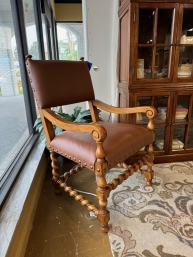 Hooker Leather/Wood Arm Chair