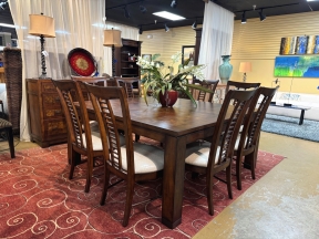 Burled Wood Dining Table W/8 Chairs