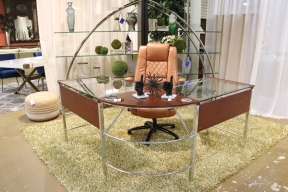 L-Shaped 2 Pc Glass Desk