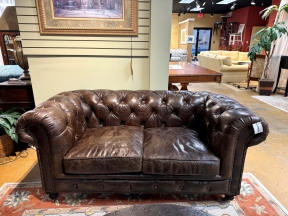 Restoration Hardware Leather Loveseat