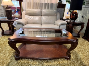 Traditional Glass Top Coffee Table