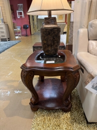 Traditional Glass Top End Table