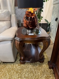 Traditional Glass Top End Table