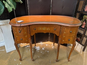 Kidney Shaped Glass Top Desk