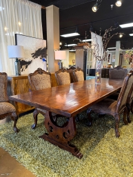 Custom Inlay Trestle Dining Table