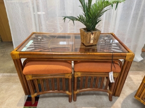 Leaders Rattan Coffee Table w/Stools