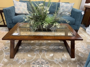 Transitional Glass Top Coffee Table