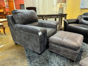 Softline Leather Chair w/Ottoman