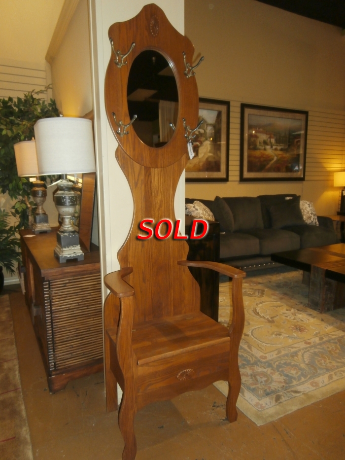 Vintage hall best sale tree with bench