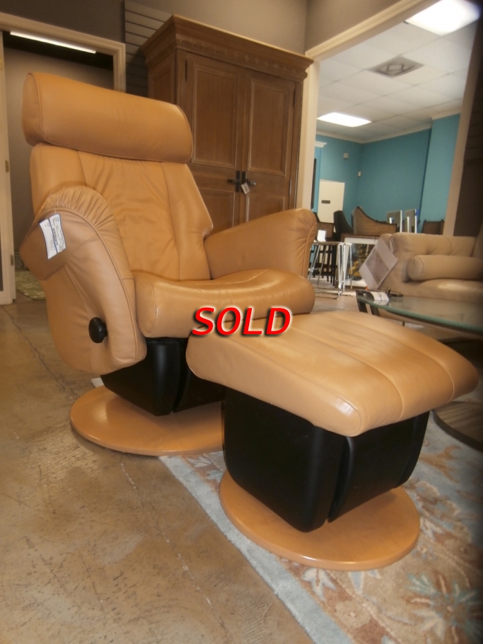 Dutailier Leather Rocker Recliner Ottoman at The Missing Piece