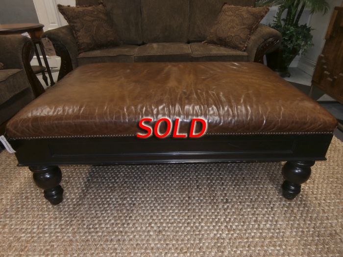 Leather Nailhead Ottoman