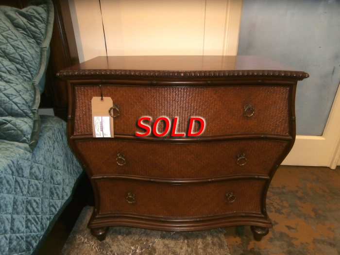 Ethan Allen Rattan Bombe Chest