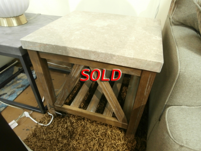 Stone Top End Table