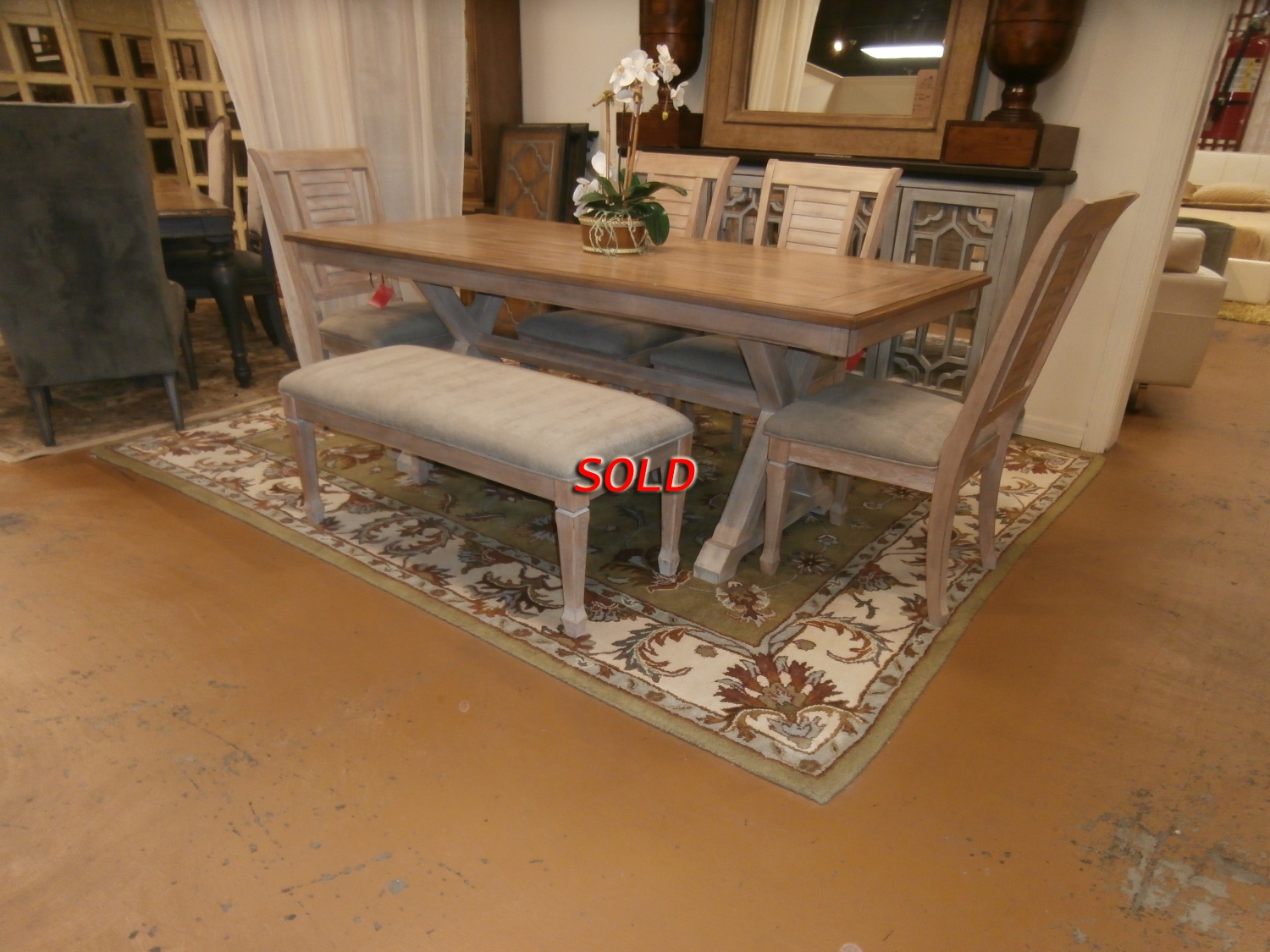 Nantucket table with bench and best sale chairs