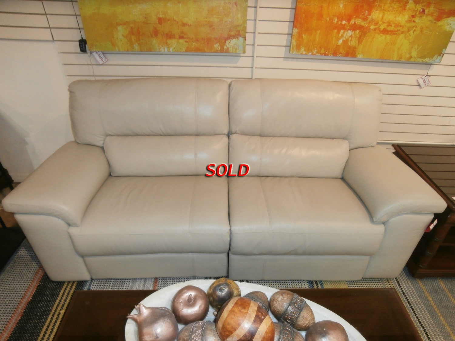 Havertys Leather Power Sofa