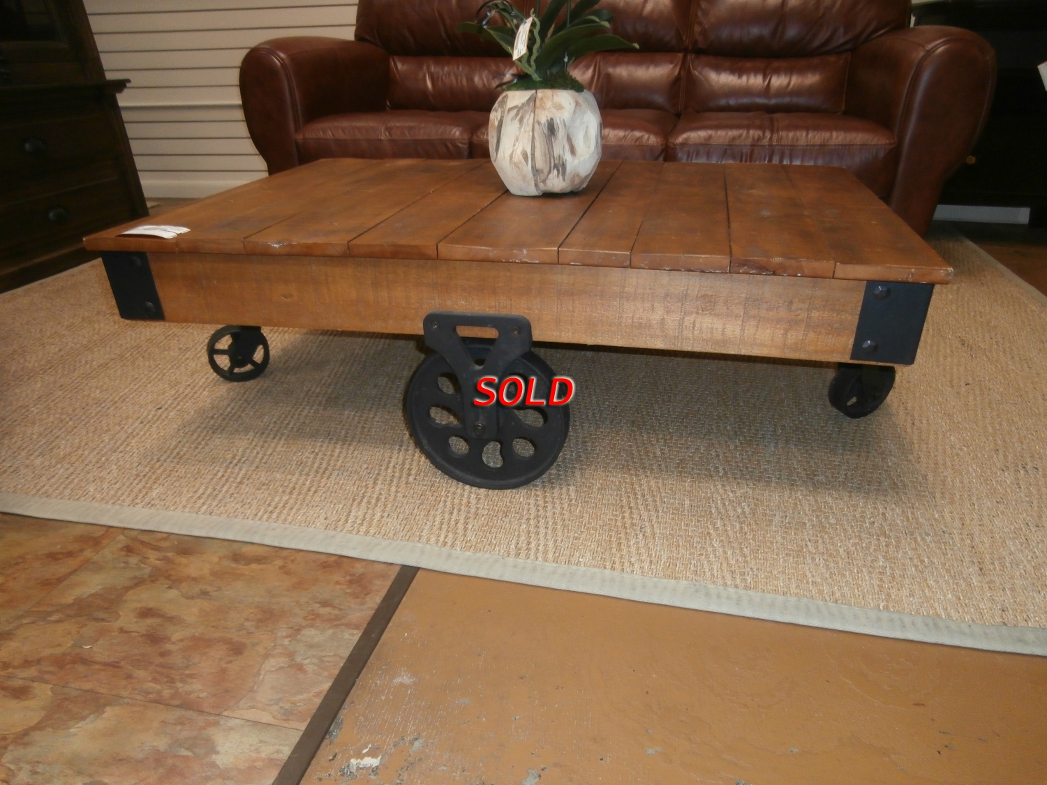 Rustic Wheel Coffee Table