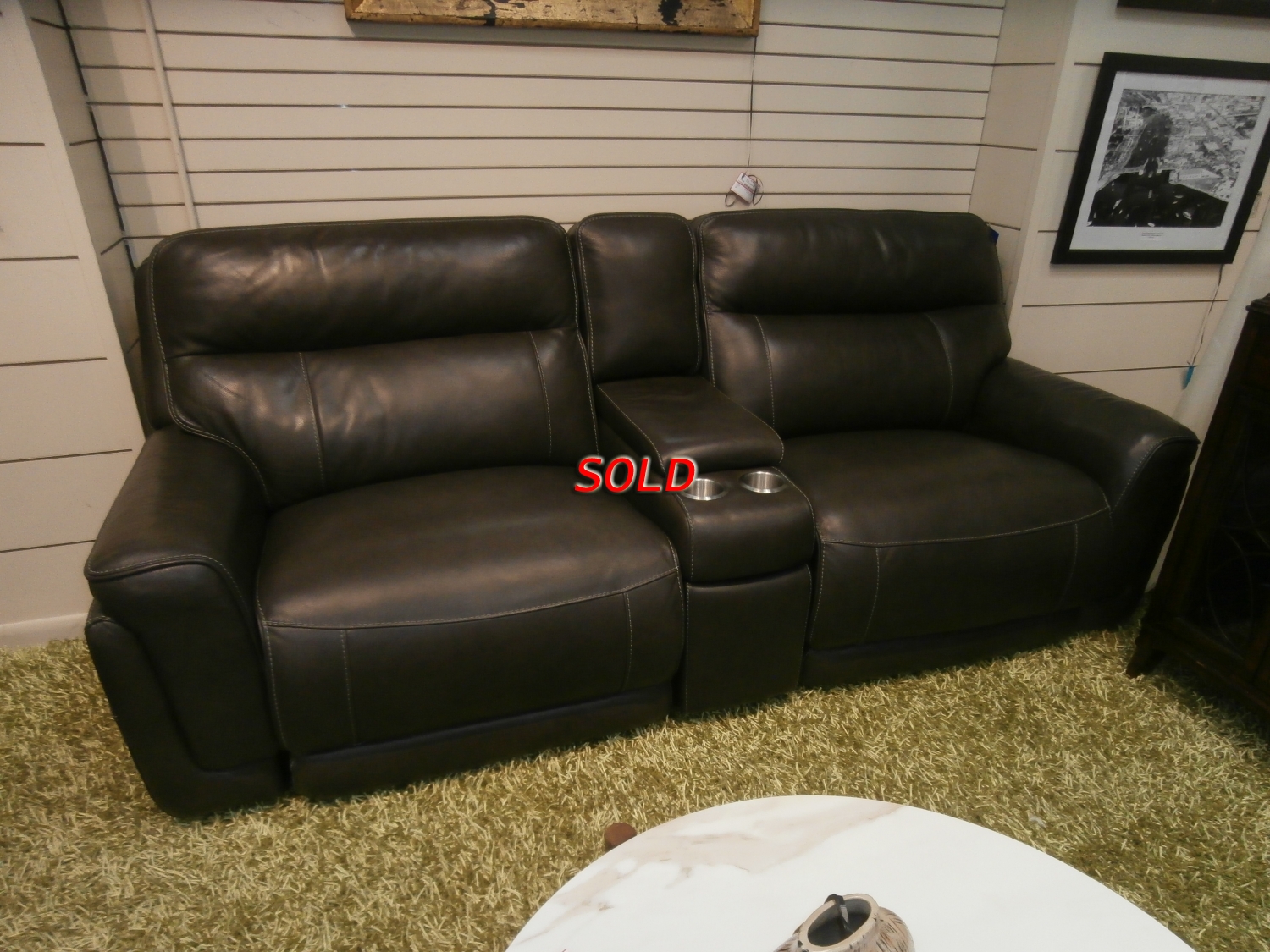 Power Leather Reclining Sofa