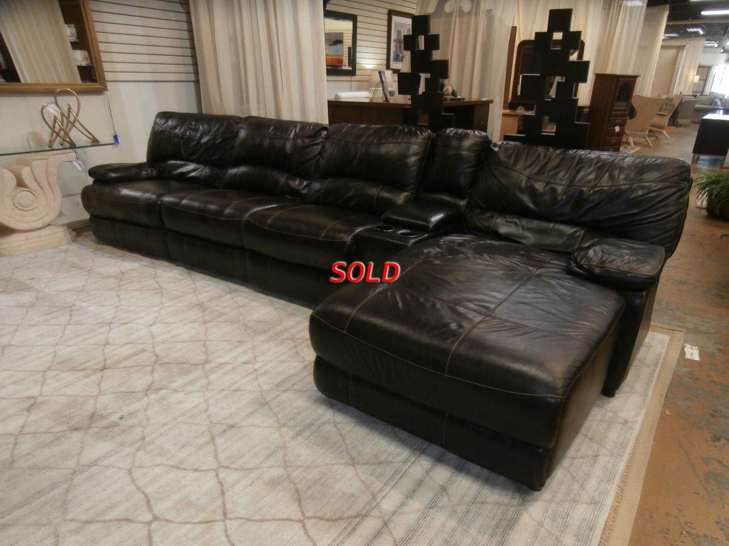 4 Pc Power Leather Sectional