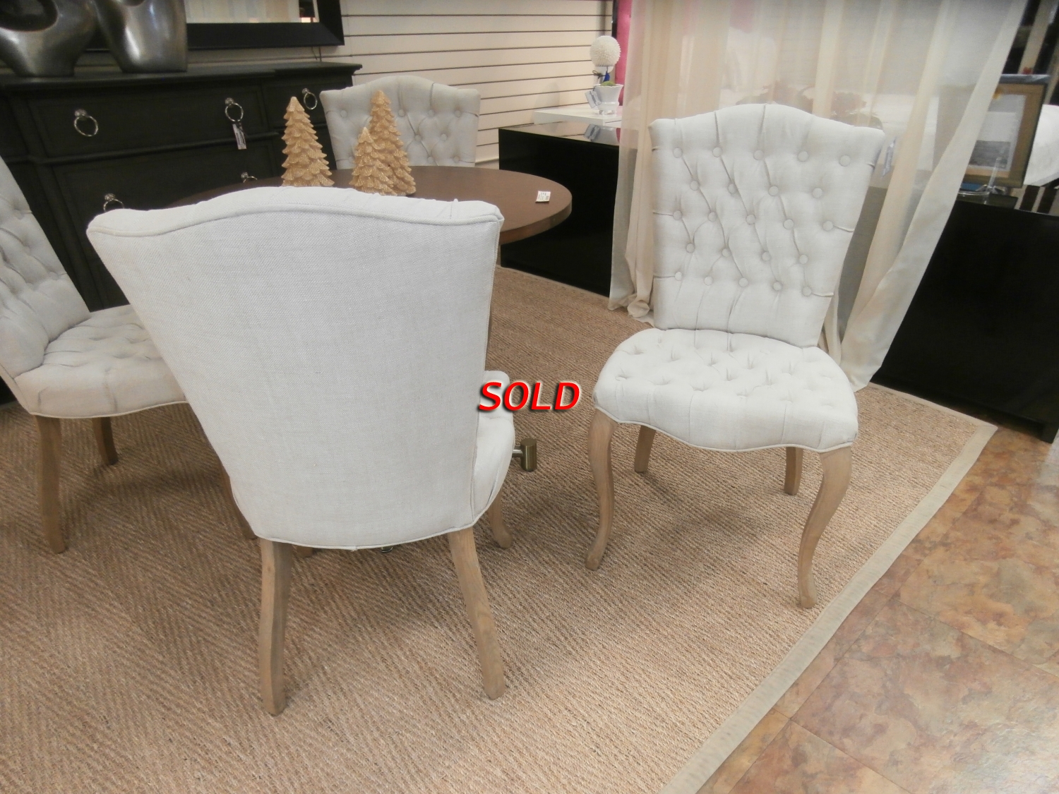 S/4 RH French Tufted Dr Chairs