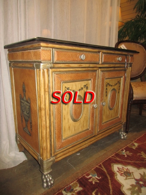 Painted Rattan Cabinet