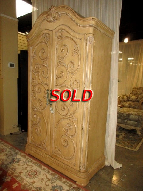 Carved Armoire W/Desk