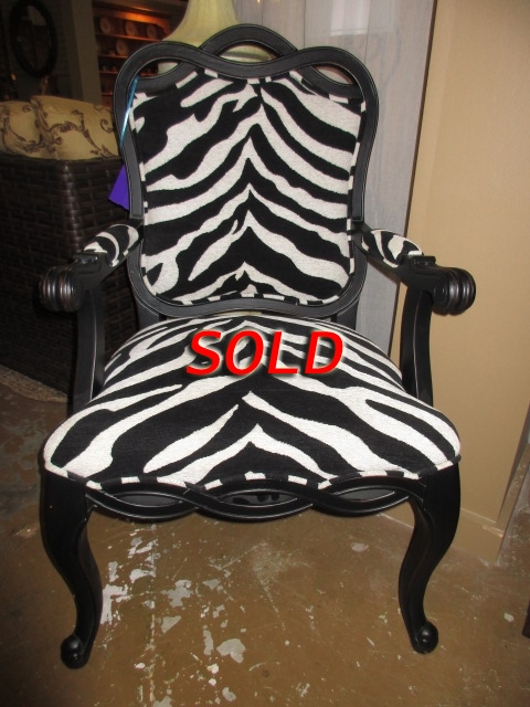 Black and white zebra online print arm accent chair