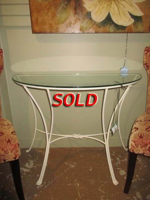 Glass Top Demilune Table