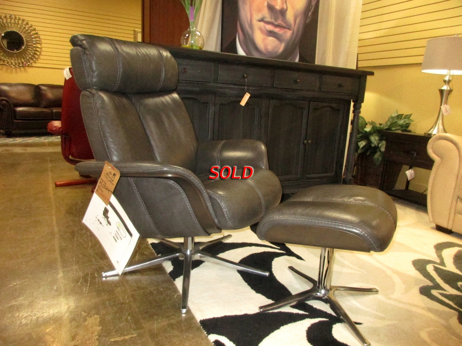 Havertys Leather Reclining Chair W/Ottoman