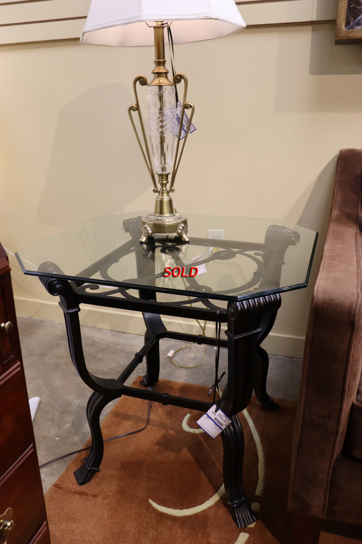 Glass/Metal End Table