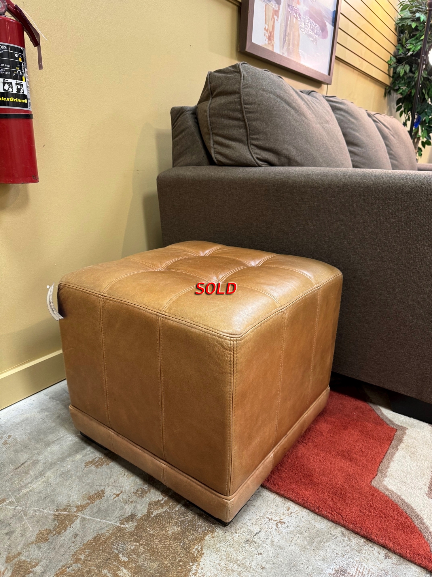 Ballard Cube Leather Ottoman