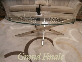 Oval Glass/Metal Coffee Table